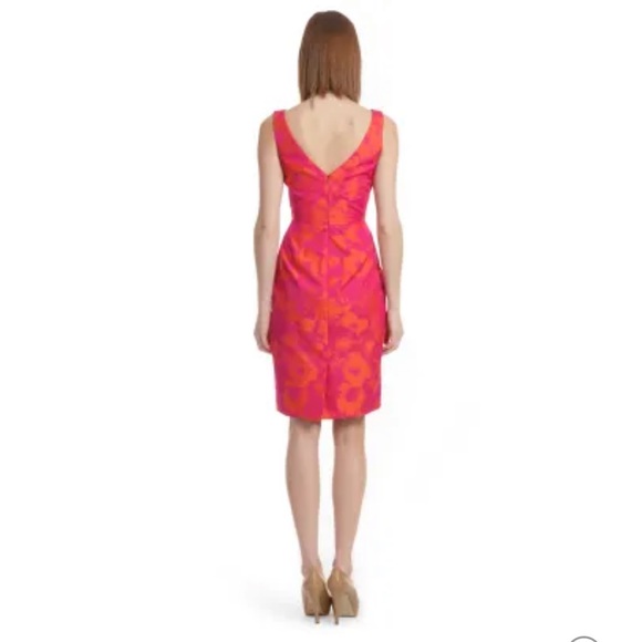 Lela Rose Fuchsia Pink Floral Tafetta Dress Sz 6 - Picture 2 of 11
